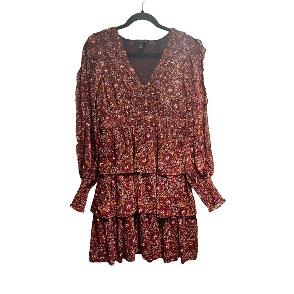 House of Harlow 1960 Mini floral w/gold accent ruffle dress
